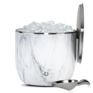 Extra Large Ice Bucket with Lid and Ice Scoop Marble