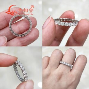White Yellow real Gold 10k 14k 18k round Shape 0.1ct 3mm Moissanite Full Band Ring – Engagement Jewelry