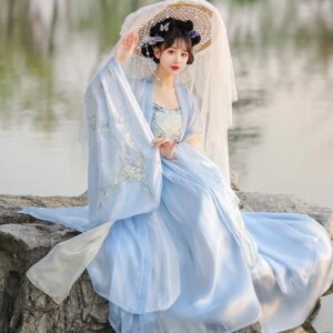Hanfu female chebula skirt double-layer big sleeve shirt chest-length ruqun elegant