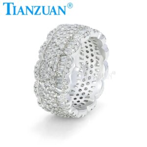 New 9.5mm Exquisite Moissanite Bands 925 Sterling Silver Engagement Rings for Women Wedding Fine Jewelry