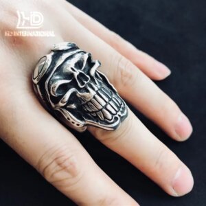 Pilot skull ring, skull ring, silver ring, sterling silver pilot skull ring, gift to him-original handmade
