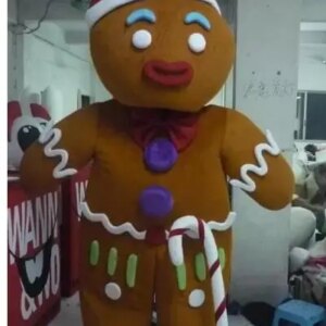 New Adult Halloween Christmas Funny Gingerbread Man Mascotte Fancy Cartoon Mascot Costume Plush Fancy Dress Mascot Costume