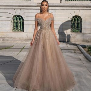 Luxury Long Saudi Arabic Prom Party Dresses Off Shoulder Lace Appliques Evening Formal Gowns Vestidos Longo Robes De Soirée