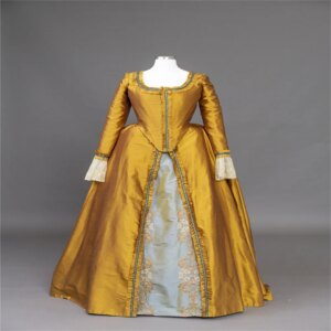 18th Century Robe a La Anglaise Dress Gown Reenactment Marie Antoinette Rococo Yellow Dress Ball Gown Custom Made