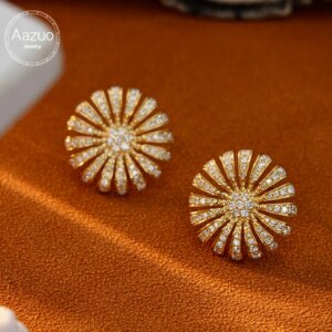Aazuo Fine Jewelry Luxury 18Kgold Yellow Gold Natrual Diamonds 0.80ct Fairy Flower Stud Earrings Gifted For Women Senior Banquet