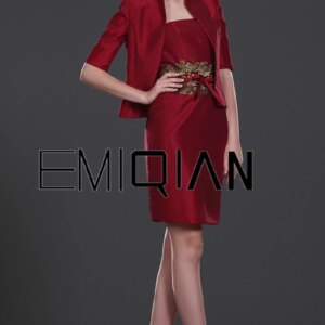Sheath Strapless Knee Length Mother of the Bride Dress with Jacket Formal Wedding Party Dress