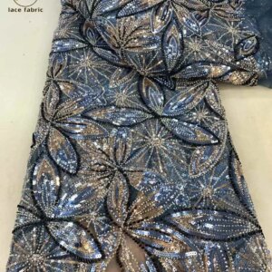 African Beaded Lace Fabric 2025 High Quality Lace Nigerian Sequins Lace Fabric French Groom Laces Fabrics For Party Dress Sewing