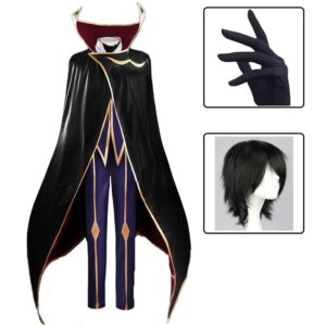 Men Lelouch of Rebellion Cosplay Zero Lelouch Lamperouge Cosplay Costume Halloween Costume Wig Gloves Uniform Cosplay Costume
