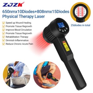 ZJZK Laser For Dogs Therapeutic Laser Therapy 3W Cold Light For Horses 650nmx10diodes+808nmx15diodes Soft Tissue Injuries