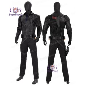 Bucky Barnes Thunderbolts Cosplay Winter Soldier Costume Halloween Men’s Fantasy Uniform Coat Props Shoes Accessories Net Set