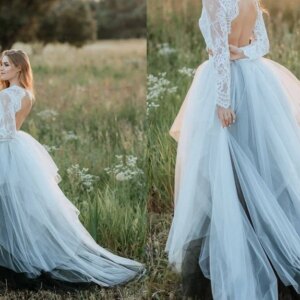 Boho Backless Top Black and White Magic Ombre Skirt and Sophia New Bridal Separates by Stylishbrideaccs Black White Bridal Dress