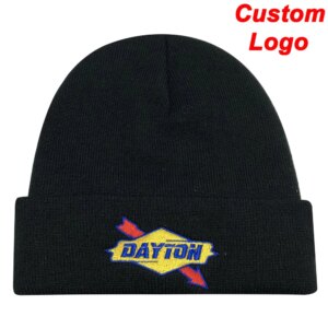 Customed Black Cap With Yellow Text Windproof Anti-Cold Cold Resistant Warm Keeping Golf Club Skullies Ski Sport Hat Beanies