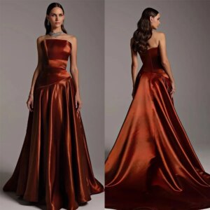 Fabulous Prom Dresses Strapless Chapel Train Pleat Gowns Special Occasion Customized Sleeveless Dress Elegant Women Vestidos
