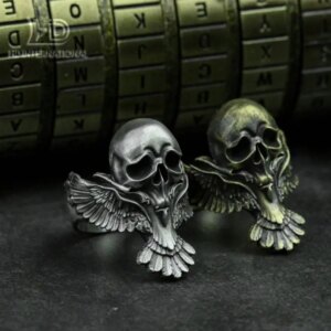 925 sterling silver skull wings ring-skeleton wings ring-skeleton ring-skeleton jewelry-gothic jewelry-personalized
