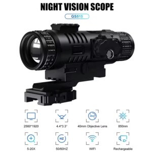 5-20X Hunting Night Vision Scope 2560×1920 Resolution for Surveillance Wildlife Observation Digital Night Vision Scope HD