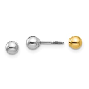 14k Twotone Madi K Reversible 4mm Ball Earrings