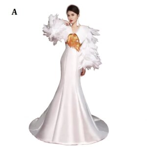 Women modern Cheongsam White elegant embroidery Qipao Sexy Slim wedding party gown Evening Dress Vestidos