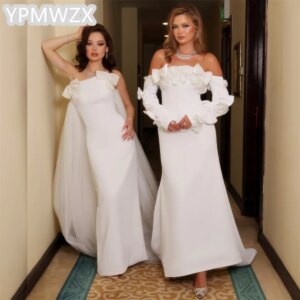 Customized Party Dress Occasion Prom Gown Evening Formal YPMWZX Strapless Column Floor Length Skirts Vertically Bespoke