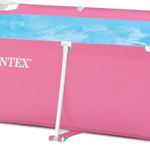 7′ x 5′ x 24″ Rectangular Metal Frame Above Ground Outdoor Swimming Pool, Pink