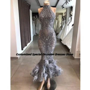 Luxurious Mermaid Evening Dresses Rhinestone Birthday Dress Silver Prom Dress Cocktail Dress Luxury Customized