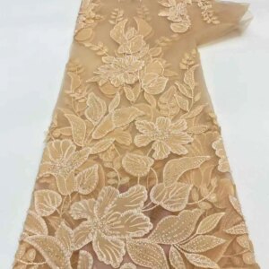 African Sequins Lace Fabric 2025 High Quality Tulle Lace French Nigerian Net Beaded Lace Fabric For Sewing Wedding Dress