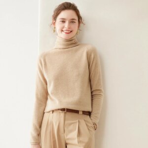 Autumn Winter Clothing Cashmere Women Sweater Casual Long Sleeve Turtleneck Knitwears Pullover Loose Thick Tops Female clothing
