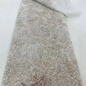 White African Beads Groom Tulle lace Fabric 2023 High Quality Sequins Embroidery French Tulle Laces For Nigeiran Party Dress