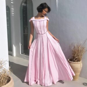 Customized Modern Draped Jersey Evening Dress Graceful Girdling Square Collar Off The Shoulder Sweep Train Vestido De