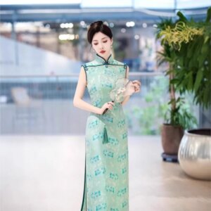 New cheongsam Chinese style elegant temperament long performance dress