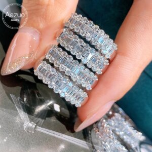 Aazuo Real Jewerly 18K White Gold Real Natural Diamond 0.60ct Luxury Lines Rings Upscale Trendy Senior Party Fine Jewelry