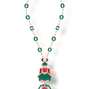 Top Quality Jewelry Wholesale Natural Malachite Tricolor Pendant Necklace With Copper Plated Gold For Women