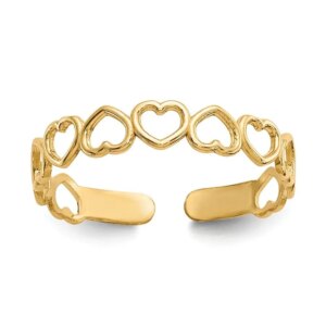 14k Open Hearts Toe Ring