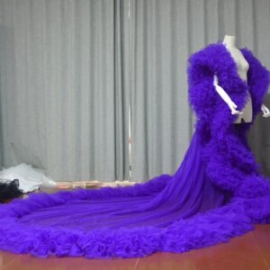 Luxury Full Long jacket Dress With Ruffles Cape Tulle Coat Wedding Clothing Fashion Stage Coat Custom Party Prom Dress custom