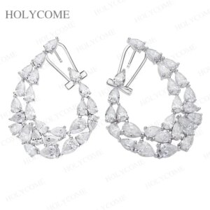 Pear-Cut Earrings S925 Sterling Silver Plating K White D Clarity VVS Moissanite Daily Work Party Travel Luxurious Gift For Women