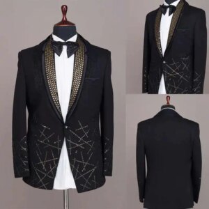 Brilliant Wedding Suit for Man Slim Suits Beading Business Lapel Blazer Formal Occasions Suits for Men Party Customized