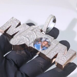 Hip Hop Jewelry Custom Necklace Personalized Exquisite Letter/Photo Pendant Cubic Zirconia Pendant Necklace