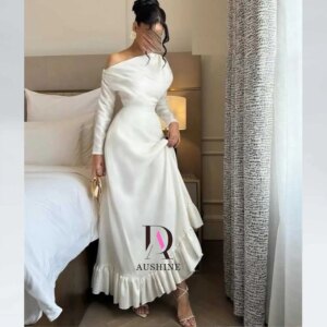Aushine Customized Birthday Evening Dress Ankle Length Full Sleeves Summer Elegant Wedding Party Gowns For Women Arab 2024