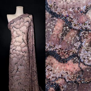 Bead sequin embroidered fabric wavy lace mesh Herben-style bridal show