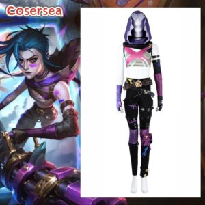 Cosersea LOL Season 2 Jinx Women Combat Cosplay Costume Game LOL Jinx Sexy Uniform New Skin Halloween Role Play Outfit Fullset