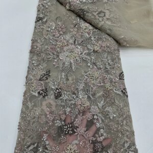 African Lace Fabric 2025 Sequins Beaded Embroidery Nigerian Bridal High Quality French Tulle Lace Fabric For Wedding Party