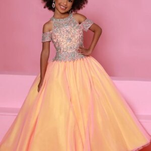 Orange Girls Pageant Dresses A-line Off The Shoulder Tulle Beaded Long Flower Girl Dresses Weddings Baby Kids Tutu Customized