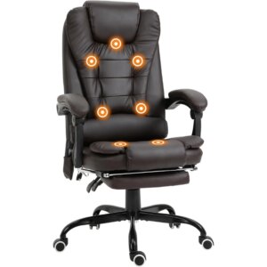 Vinsetto 7-Point Vibrating Massage Office Chair, High Back Executive Recliner with Lumbar Support, Footrest