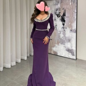 Other Shore Elegant Vintage Sexy Purple Crystal Beads Mermaid Fashion Customized Formal Occasion Prom Dress Evening Party Gowns
