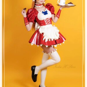 Irelia H Store Custom size made Nature Latex Maid Dress Latex Asuna Cosplay Costume latex clothing Anime Asuna latex maid dress