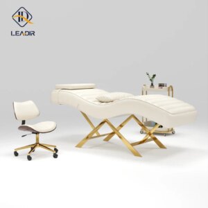 Leadir Modern Stainless Steel Base Adjustable Eyelash Lash Bed with Customizable Head and Color Comfortable Salon Massage Bed