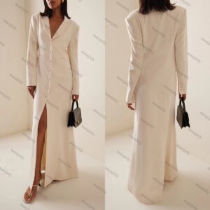 Sexy Single Breasted 1 Piece Women Dresses Full Sleeve Floor Length Blazer Party Gown Customized Streetwear Power Formal