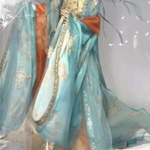 New Carnival Costume Halloween Cos Cosplay Women Hanfu Tang System One-piece Skirt Embroidery Big Sleeved Shirt Vestidos Fiesta