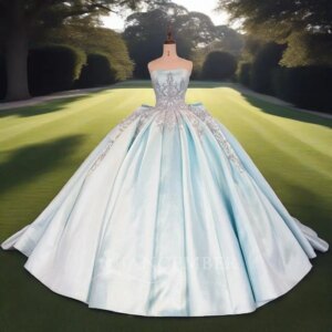 Customized Quinceanera Dress Sweet 16 Ball Gown Strapless Mexico Beading Princess Sequins 3D Flowers Vestidos De XV Anos DY1295