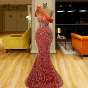 Elegant Full Stones Beaded Mermaid Evening Dress Crystal Pearl Formal Party Gowns Prom Robe De Soiree De Mariee Custom Made 2024