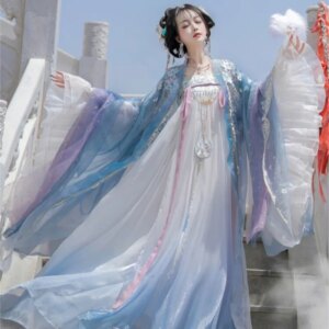 Chest-length women’s large sleeve shirt beautiful elegant mantle Hanfu